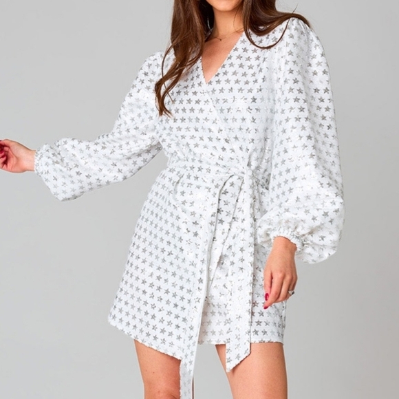 Buddy Love Adeline Star Sequin Wrap Dress S - Picture 1 of 5